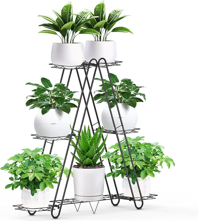 Heavy Duty Metal Plant Stand, Indoor Outdoor Plant Shelf & Rack - 3 Tiers 7 Pots, Plant Holder for Plants/Flowers/Planters, for Living Room Home Corner Patio & Garden