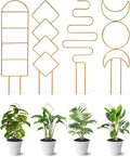 4 Pack Indoor Climbing Plant Trellis, Small Trellis for Potted Plants Outdoor, Metal Garden Trellis Plant Support Trellis with Different Patterns for Vine Ivy Flower (Golden)
