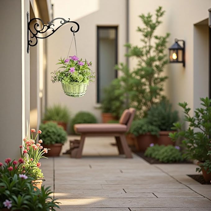 AIM & GGKK Metal Plant Hanger Hook – 2 Pack Hanging Plant Holder for Indoor & Outdoor Use,Wall Hangers Hooks for Hanging Baskets,Wall Mount Bracket for Flower Pots & Planters,Bird Feeders,Lanterns