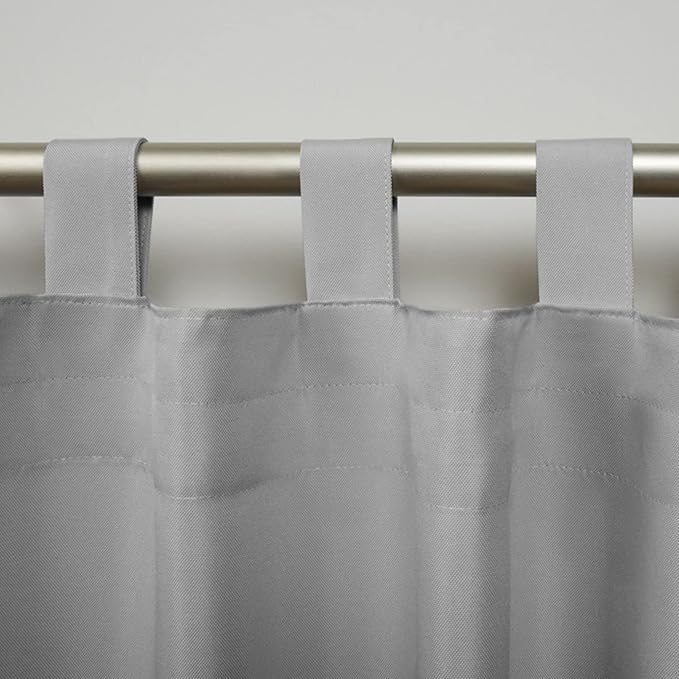 Exclusive Home Cabana Solid Indoor/Outdoor Light Filtering Hook-and-Loop Tab Top Curtain Panel Pair, 54"x144", Cloud Grey