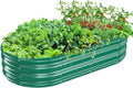 Oval Galvanized Planter Box, Metal Raised Garden Bed - 0.8MM Thick- Ideal for Outdoor Gardening and Planting of Vegetables Flowers Fruits Succulent Plants and Others (Green, 5X2.7X1 FT)