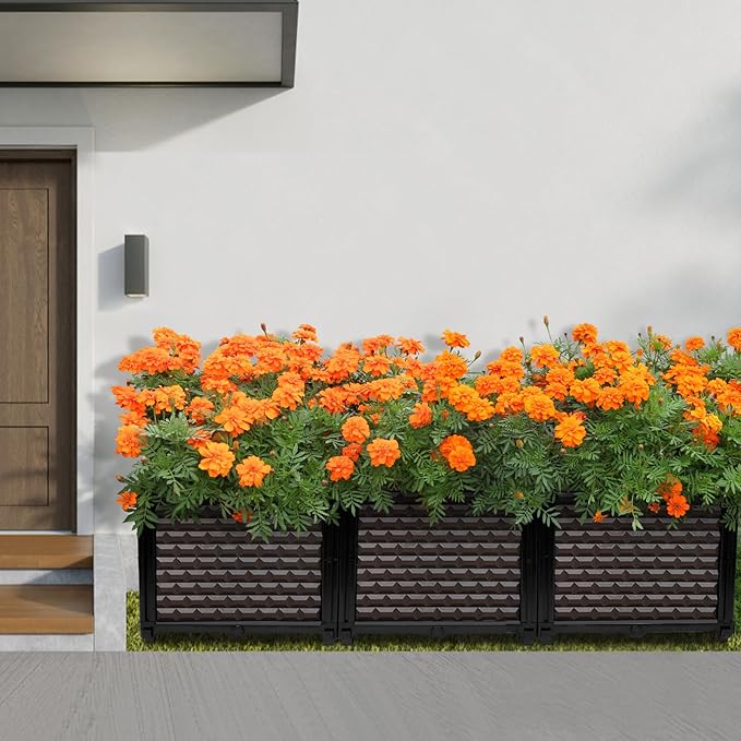 Large Planters for Outdoor Plants 14" Tall Planter Box, Raised Beds for Gardening Self Watering, Elevated Planter Box with Legs, Rectangular Garden Planters for Outdoor Plants Flowers, 47.2"L x 15.7"W
