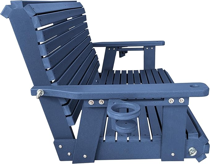 HDPE Porch Swing with 18/8 Stainless Steel Bolts, Ergonomic Design, Ultra Weather-Resistant, Heavy Duty 1200 LBS, for Outdoor Patio Garden Yard (Navy Blue)