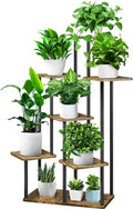 7 Tier Plant Stand Indoor, Thickened Metal Wood Corner Plant Shelf Stands for Multiple Plants, Indoor Tall Plants Stand Tiered Flower Holder for Living Room Patio Garden Balcony(Black+Brown)