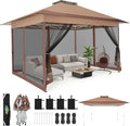 C0BIZI Gazebo 10x15 Pop up Canopy,Gazebos on Clearance-Canopy Tent with Mosquito Netting for Lawn,Garden,Backyard & Patio-Outdoor Tent-Water Resistant and UPF50+ (Brown)