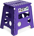 Delxo Folding Step Stool, 13 inch Non-Slip Foldable Stools Up to 300 LBS, Step Stool with Handle, Lightweight for Kitchen, Bathroom, Bedroom, Garden, Purple, 1PC