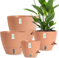 4 Pack Plant Pots,12/10/9/8/ Inch Self Watering Pots for Indoor/Outdoor Plants Deep Reservoir,Nursery Planting Pot for Indoor Out Door Plants (Terracotta,12/10/9/8/ Inch)