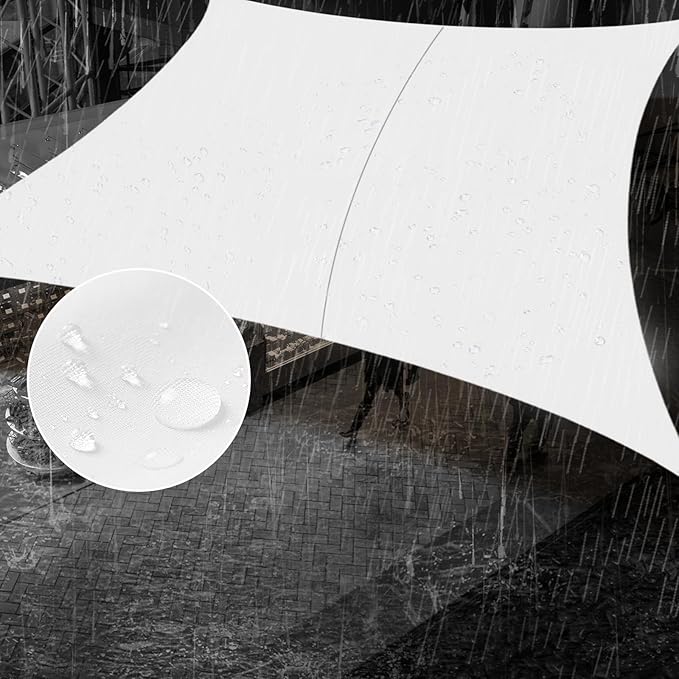 SUNNY GUARD Waterproof Sun Shade Sail 6' x 7' White Rectangle UV Block Sunshade for Backyard Yard Deck Patio Garden Outdoor Activities and Facility(Customized)