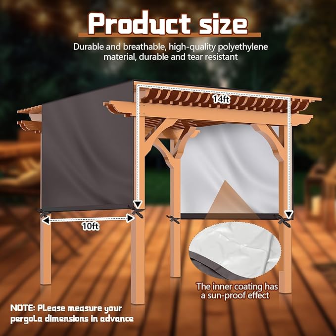 Universal Pergola Replacement Canopy Outdoor Canopy Shade Cover Waterproof Shade Top Cover for Outdoor Patio Porch Backyard(14 x 10 ft,Coffee)