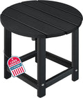 LZRS Round Adirondack Patio Side Table End Table, Outdoor Side Tables for Patio, Backyard,Pool, Indoor Companion, Easy Maintenance & Weather Resistant(Black)