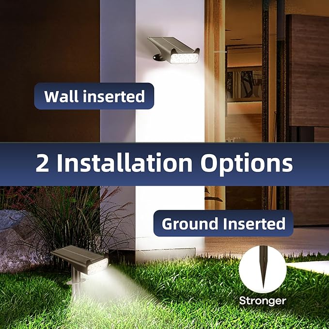 Solar Spotlights Outdoor Waterproof Landscape Path Lights Solar Dusk to Dawn Outdoor Lighting 4 Brightness Modes for Garden Pathway Tree Driveway Porch Yard