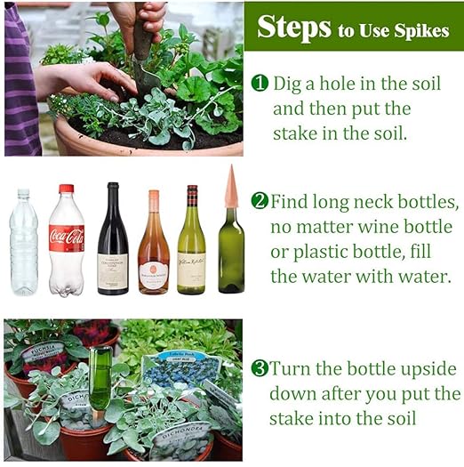 Plant Watering Devices 4 Pack Terracotta Vacation Plant Waterer Wine Bottle Watering Stakes Slow Release Plant Watering Spikes Perfect Self Watering Devices for Indoor Outdoor Plants (4)
