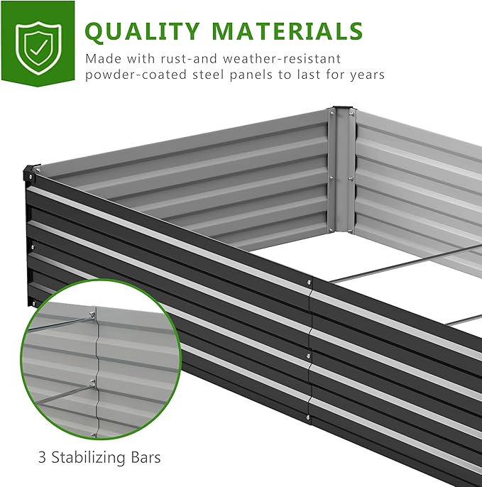 2PCS 7x3x1ft Galvanized Raised Garden Bed Kit,Metal Planter Box for Vegetables,Flowers,Herbs Durable Rust-Resistant Patio Gardening Beds,Black