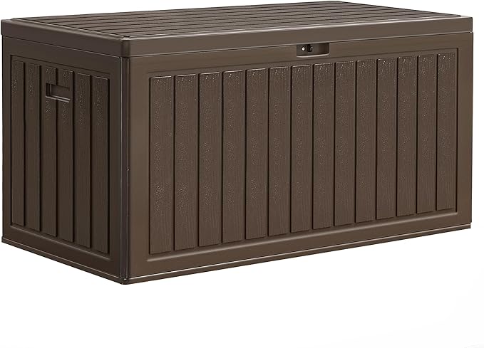 YITAHOME 90 Gallon Large Deck Box with Side Handles, Outdoor Double-Wall Storage for Patio Furniture Cushions, Garden Pool Accessories, Waterproof & Lockable