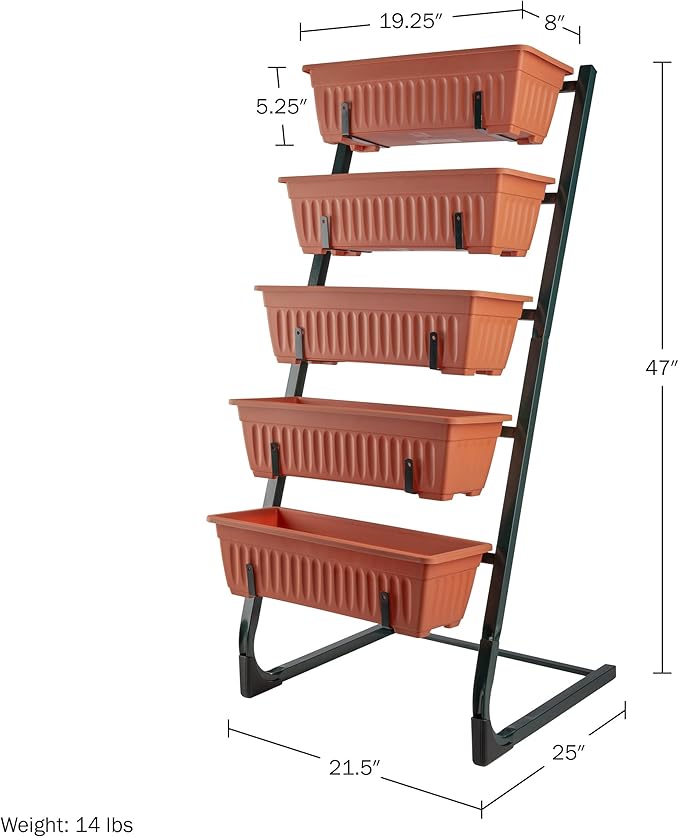 Raised Garden Beds - 5 Tier Vertical Garden Planter - Planters for Outdoor Plants - Gardening and Greenhouse Accessories by Pure Garden (Terracotta)