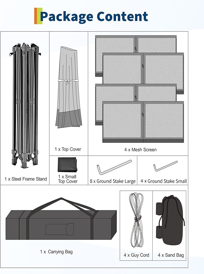 Canopy Tent 13x13 ft, Pop Up Gazebo One-Push Setup with 4 SandBags for Backyard Parties and BBQs, Mosquito Netting & Height Adjustable - Lake Blue
