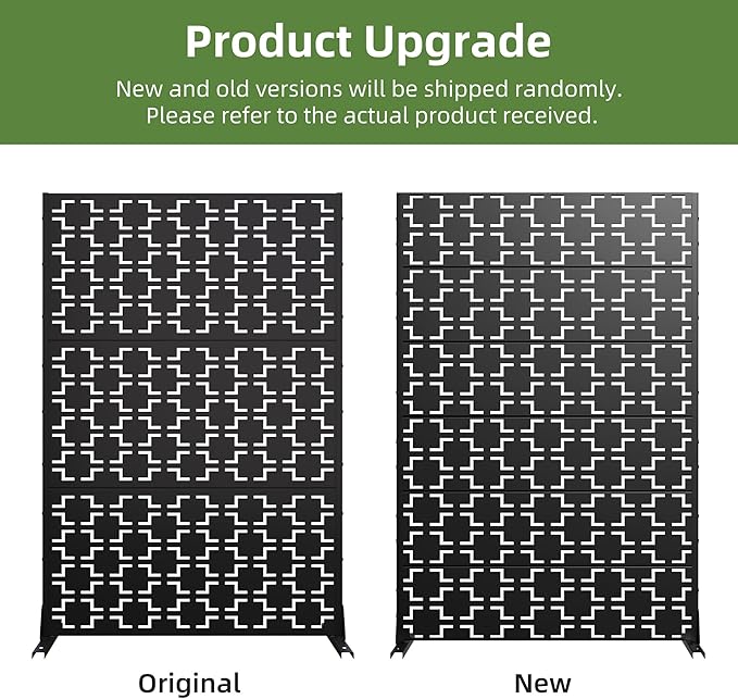 Casaphoria Metal Privacy Screen Outdoor, 72" H x 47" W Freestanding Decorative Privacy Screen for Patio Deck Balcony Garden with Stable Base, Black-Square