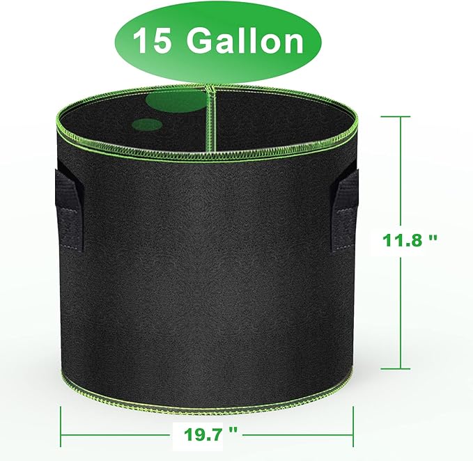 Grow Bags-15 Gallon, Garden Plant Bags with Handles, Thickened Nonwoven Fabric Aeration Planting Pots, Vegetable Gardening Fabric pots with Plant Tags & Seedling Bags(6Pack Potato Grow Bags)