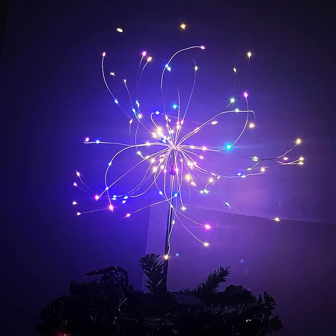 JJGoo Solar Firework Lights, 2 Pack 180 LEDs 2 Lighting Modes Solar Lights Outdoor Waterproof for Garden Patio Walkway Pathway Party Wedding Christmas Decorative - Colorful