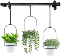 DOUBFIVSY Hanging Planters for Indoor Plants Plant Hanger, Adjustable Hanging Window Planter Hanging Wall Planter for Garden, 23in Plant Shelves Metal Holder Rod with Pots (Black)
