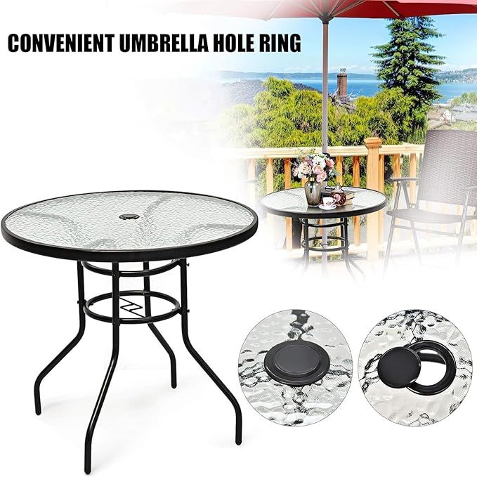 Patio Table Umbrella Hole Ring Plug Cap Set, Yard Parasol Table Hole Cover Insert Black Thicker Patio Table Hole Plug Ring for Cafes, Outdoor, Milk Tea Shops, Camping