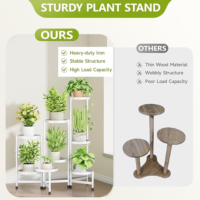 8 Tier Plant Stand Indoor, Tiered Plant Stand Outdoor for Multiple Plants, Corner Plant Shelf for Patio Balcony Porch Garden Living Room House,White