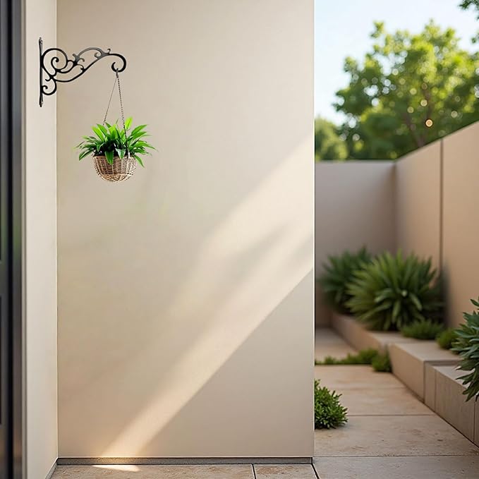AIM & GGKK Metal Plant Hanger Hook – 2 Pack Hanging Plant Holder for Indoor & Outdoor Use,Wall Hangers Hooks for Hanging Baskets,Wall Mount Bracket for Flower Pots & Planters,Bird Feeders,Lanterns
