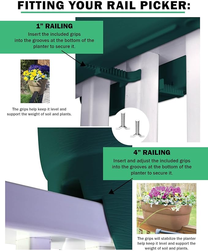 Bloomers Railing Planter with Drainage Holes – 24" Weatherproof Resin Planter – Polyethylene plastic - White