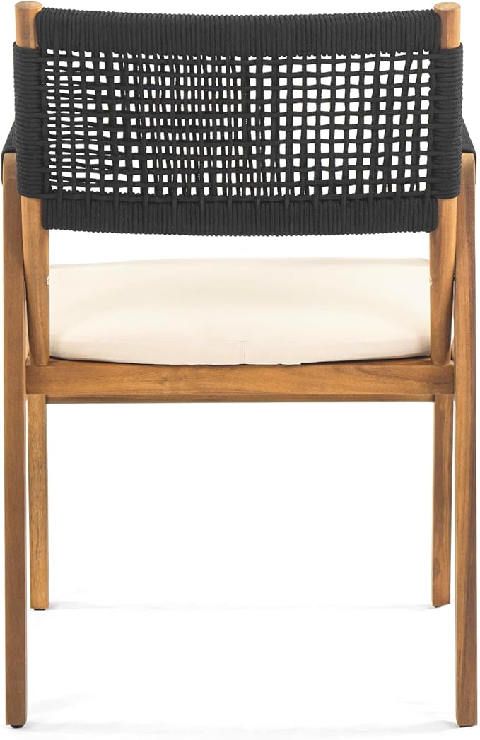 Christopher Knight Home Zed 3 Pieces Outdoor Dining Set, Acacia Wood Dining Chairs and Table, Slats Panel Design Round Table, Wooden Frame, 2 Seater Bistro Set for Balcony Backyard Garden, Teak+Black