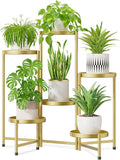 iDavosic.ly 6 Tier Large Plant Stand Indoor, 10 Inch Wide Tall Corner Metal Plant Stands Outdoor for Multiple Plants, Folding Tiered Flower Display Holder Rack Shelf, Gold