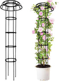 65-Inch Garden Trellis for Climbing Plants,Heavy-Duty Metal Obelisk with Mushroom Top,Stable Support for Potted Clematis,Tomato,Cucumber,Rose,Pea & Vine