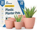 Planter Pots with Drainage Holes - Lightweight, Durable, and Space-Saving Pots for Indoor and Outdoor - Versatile Functionality, Simple Modern Design, Set of 20 Plastic Planter Pots - Pink