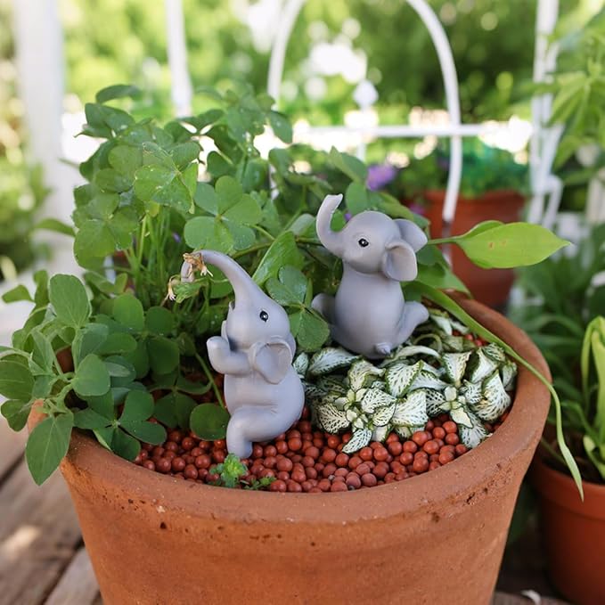 2-Piece Set Elephant Pot Huggers for Planters, Climbing Elephants Flower Pot Hugger, Hanging Plant Decorations for Pots, Cute Plant Pot Decorations for Home Garden Patio Fence Lawn Yard (Elephant)