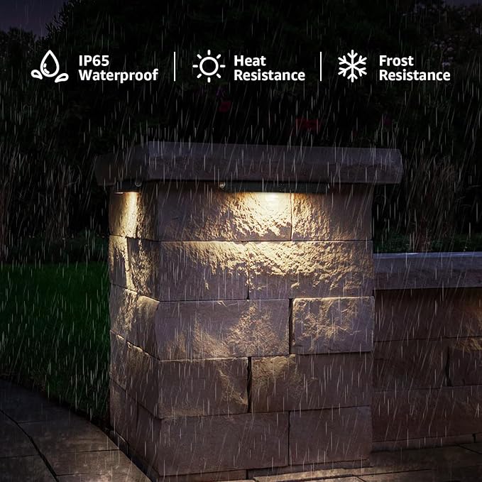 SUNVIE 12 Inch LED Hardscape Lighting 2700K Soft White Retaining Wall Lights 7W LED Landscape Lighting 12-24V Low Voltage Step Lights Outdoor with Connectors Waterproof Hardscape Paver Light, 12 Pack