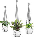 Macrame Plant Hanger - Fits 4 to 15 inches Pots for Indoor Outdoor, 43"/35"/29" Different Sizes Set, Gray (POTS NOT Included)