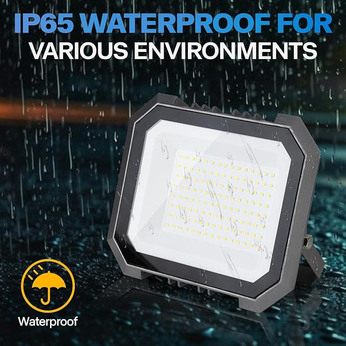 1 Pack LED Flood Lights Outdoor, 50W 5000LM Super Bright Floodlight Outside Work Light with 5.9FT Plug, IP65 Waterproof 6000K Outdoor LED Flood Light for Garage, Yard, Lawn, Garden