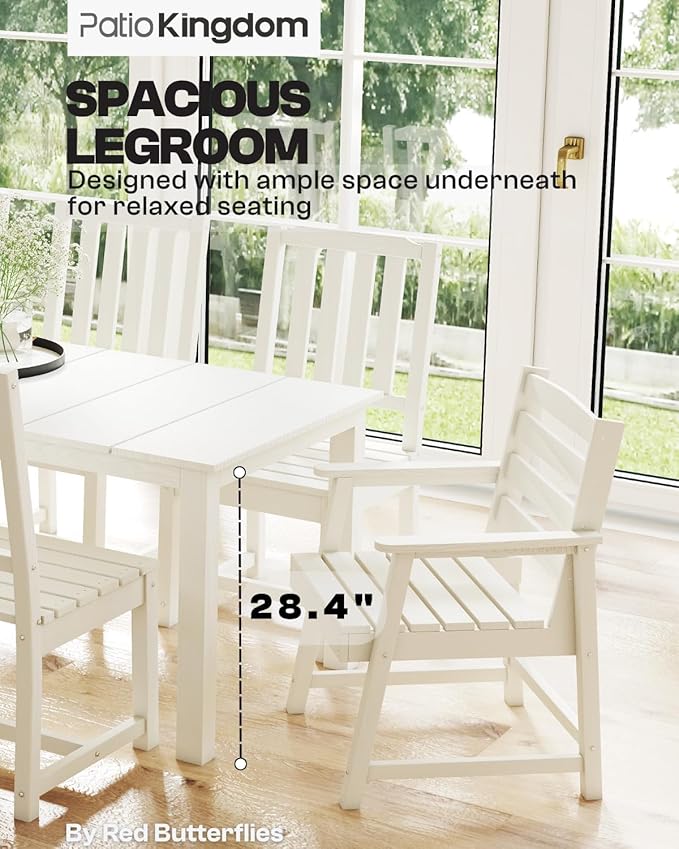 White 9-Piece Outdoor Dining Set with Beige 11FT Cantilever Umbrella, 75.2'' HDPE Table & Chairs for 8, Weather-Resistant Furniture with Umbrella Hole for Patio, Lawn, Poolside