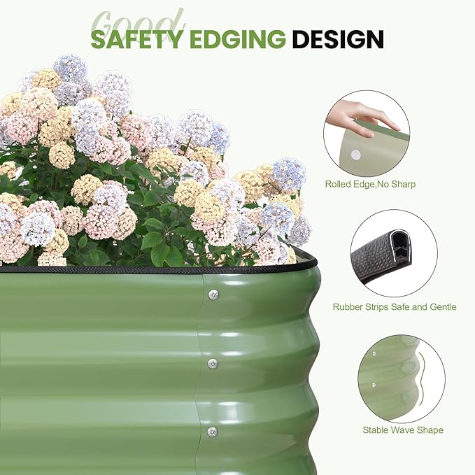 5-in-1 Adjustable Raised Garden Bed Kit | Galvanized Planter Boxes for Vegetables, Flowers | 12" Tall, Multiple Sizes (8x2x1ft, 9x1x1ft, 5x5x1ft, 6x4x1ft, 7x3x1ft) | Outdoor Metal Raised Bed, Green