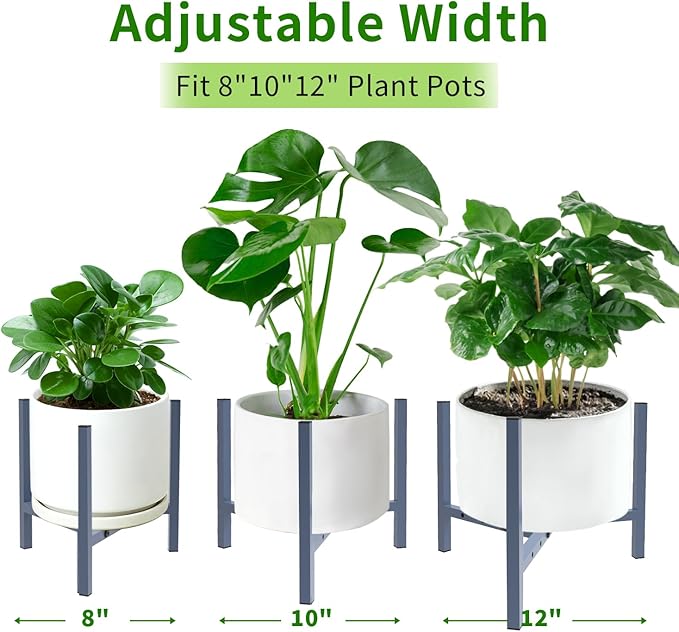 Aripark Plant Stand Indoor Adjustable, Metal Modern Plant Stands Small, Heavy Duty Stable Plant Pot Flower Holder Outdoor Corner, Fit 8 9 10 11 12 inch Pots, Sparkling Blue (Pot & Plant Not Included)