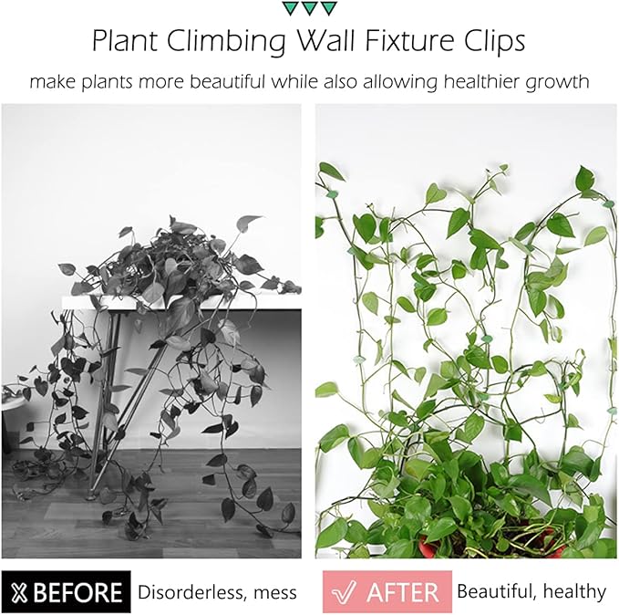 100 Pcs Plant Climbing Wall Fixture Clips Self-Adhesive Hook Vines Traction Clips Invisible Holder Garden Green Leaf Simulation Self-Adhesive Hook Wire Fixing Supporting