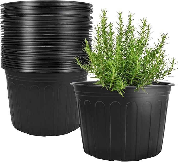 30 Pack 5 Gallon Plastic Nursery Pots,12.8 Inch Thickened Soft Plant Pots with Drainage Holes,Flower Planter Container for Seedlings Garden,Indoor and Outdoor