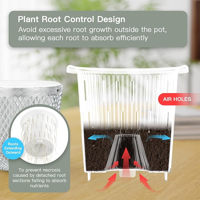 QCQHDU 2 Pack Self Watering Pots, 5.7 Inch Flower Pots with Drainage Holes and Water Filling Port, Garden Planter for Indoor Outdoor Plants (Clear)