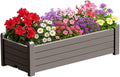 Raised Garden Bed, 21 Gallon Self-Watering Outdoor Raised Planter Box with Drainage Plug and Gauge for Vegetables, Flowers and Herbs, Durable Rustproof Resin for Backyard Patio Porch (Grey)