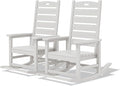 SERWALL Outdoor Rocking Chair Set of 2, Oversized Rocking Chair with Footboard for Adults, HDPE All Weather Resistant Rocking Chairs for Patio, 350lbs Weight Capacity, White