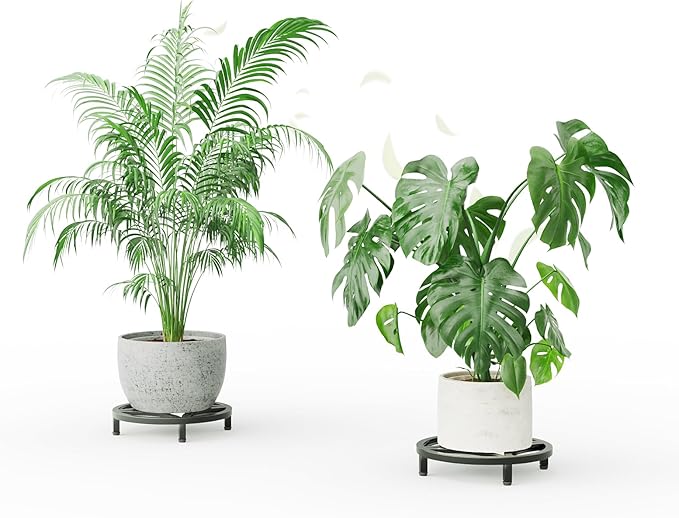 Zhongma 2 Pack 11.8" Fully Assembled Sturdy Potted Plant Stand Flower Pot Holder Heavy Duty Construction, Low Plant Stand for Home Indoor and Outdoor, Sturdy plant riser and saucer without Installation Required