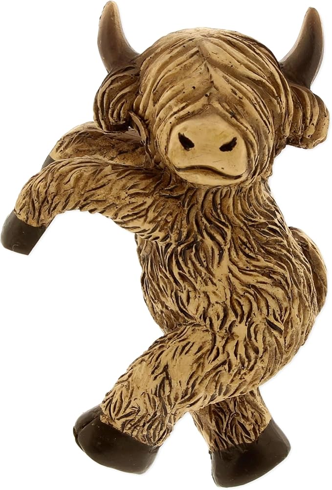 The Bridge Collection Highland Cow Pot Hanger - 4" Country Cow Flower Pot Climber - Farm Animal Plant Pot Hugger for Garden Decor