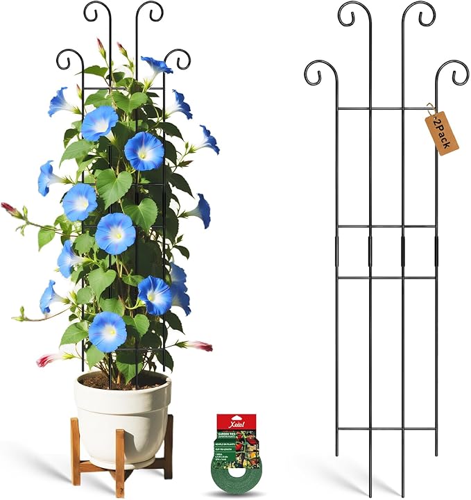 32.6in Tall Plant Trellis Indoor, Metal Garden Trellis for Climbing Plants, Expandable Trellis for Potted Plants for Ivy Pothos Hoya Monstera, 2 Pack