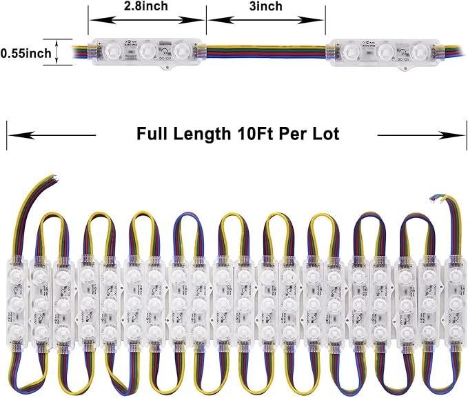 LED Window Lights Storefront Lights for Business Upgraded LED Modules Waterproof Store Decorative Light for Advertising Letter Signs Lightbox RGB 120 Pieces 3 LED Strip Light 60 FT