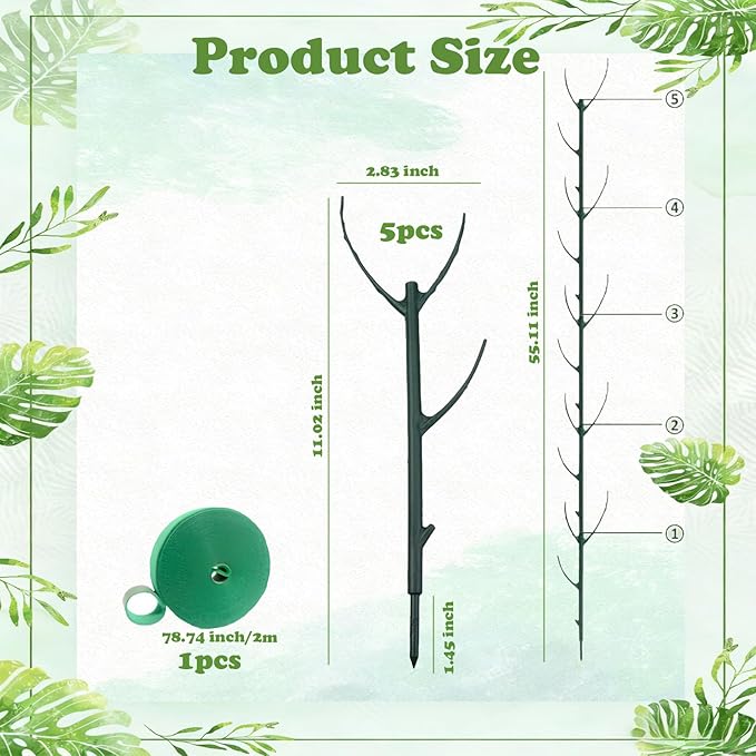 Stackable Monstera Moss Pole - 5 PCS Coir Plant Support Stakes for Indoor Plants, Bendable Totem Pole for Climbing Vines, Money Plant | Durable Indoor Plant Stakes (5 Pack)