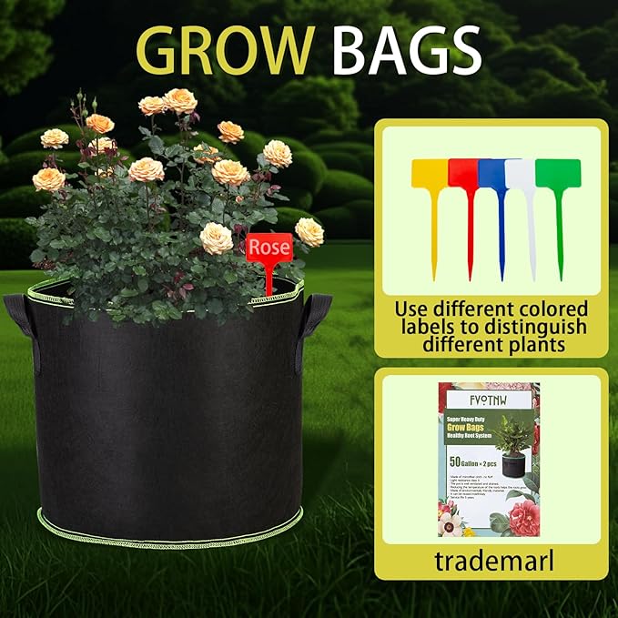3-Pack 20 Gallon Grow Bags, Thickened Nonwoven Fabric Pots with Handles,Sturdy Garden Planters Aeration Gardening Container to for Plants, Vegetables, and Flowers